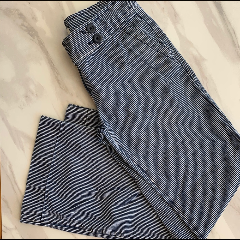 LOFT navy & white wide leg denim trouser